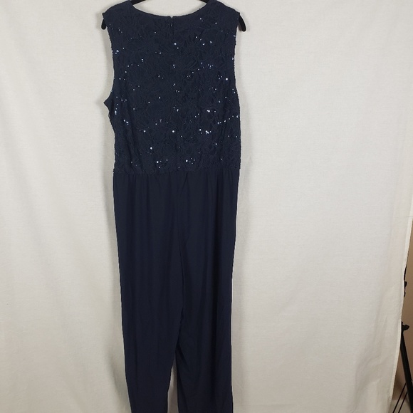 Midnight Velvet Blue Seq. And lace jumpsuit-16 NWT - Picture 7 of 8